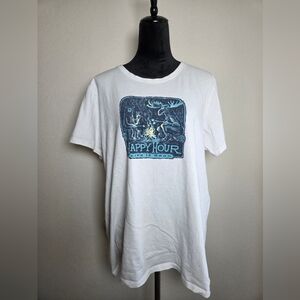 Life is Good White Crusher Tee Camping Hiking Happy Hour Smores Womens Size XXL